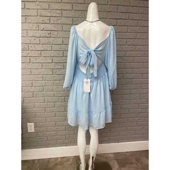 Exlura Baby Blue Smocked Balloon Sleeve Dress Size XL NWT - Picture 4 of 14